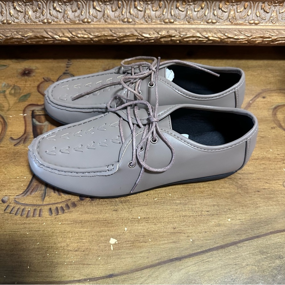 Angel Steps Dasher Womens Size 7 WW Shoes Taupe Lace Up Comfort Stylish Trendy